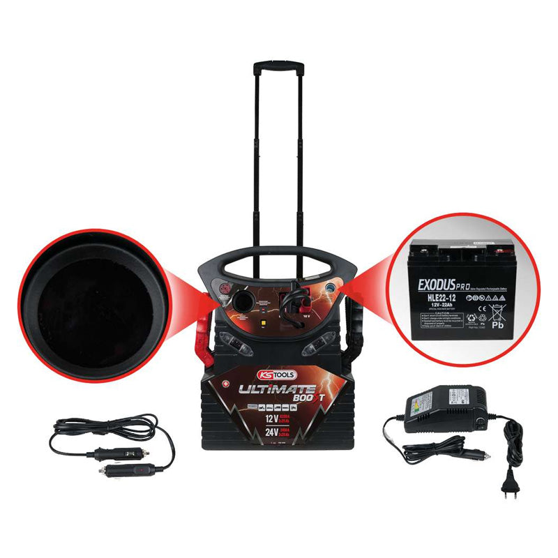Booster à batterie 12V/24V PL à trolley - 6200A/3100A  - KS TOOLS - 550.1825