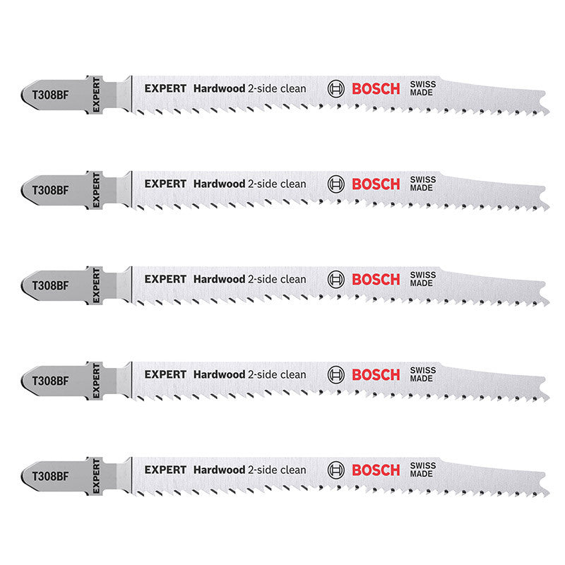 5 Lames scie sauteuse BOSCH 2608900544 EXPERT BIM Sans éclat Bois dur 117mm T308BF