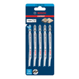 5 Lames scie sauteuse BOSCH 2608900544 EXPERT BIM Sans éclat Bois dur 117mm T308BF