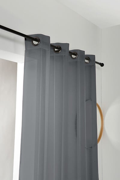Rideau avec oeillets - Tamisant - Coton/Lin - Gris - 135x260cm