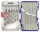 Tivoly   19 forets métaux HSS taillés meulés pointe en croix Ø 1 à 10mm par 0,5 mm