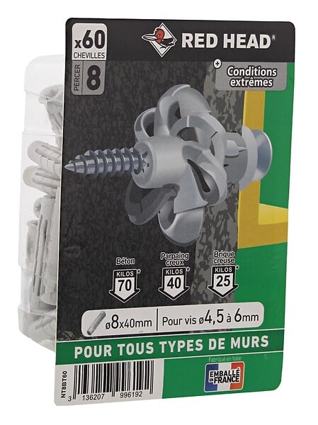 NT8BT60 - BoÃ®te blister de 60 chevilles