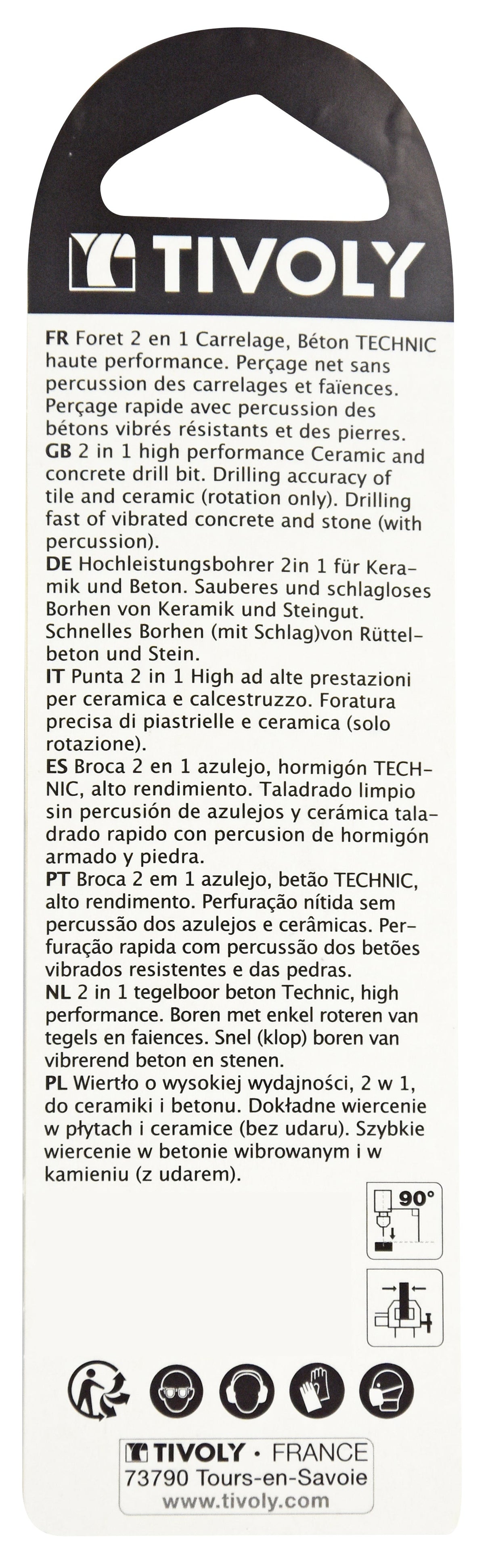 Tivoly   1 Foret Béton-Carrelage 2 en 1 Technic, Rouge, Ø 6 mm
