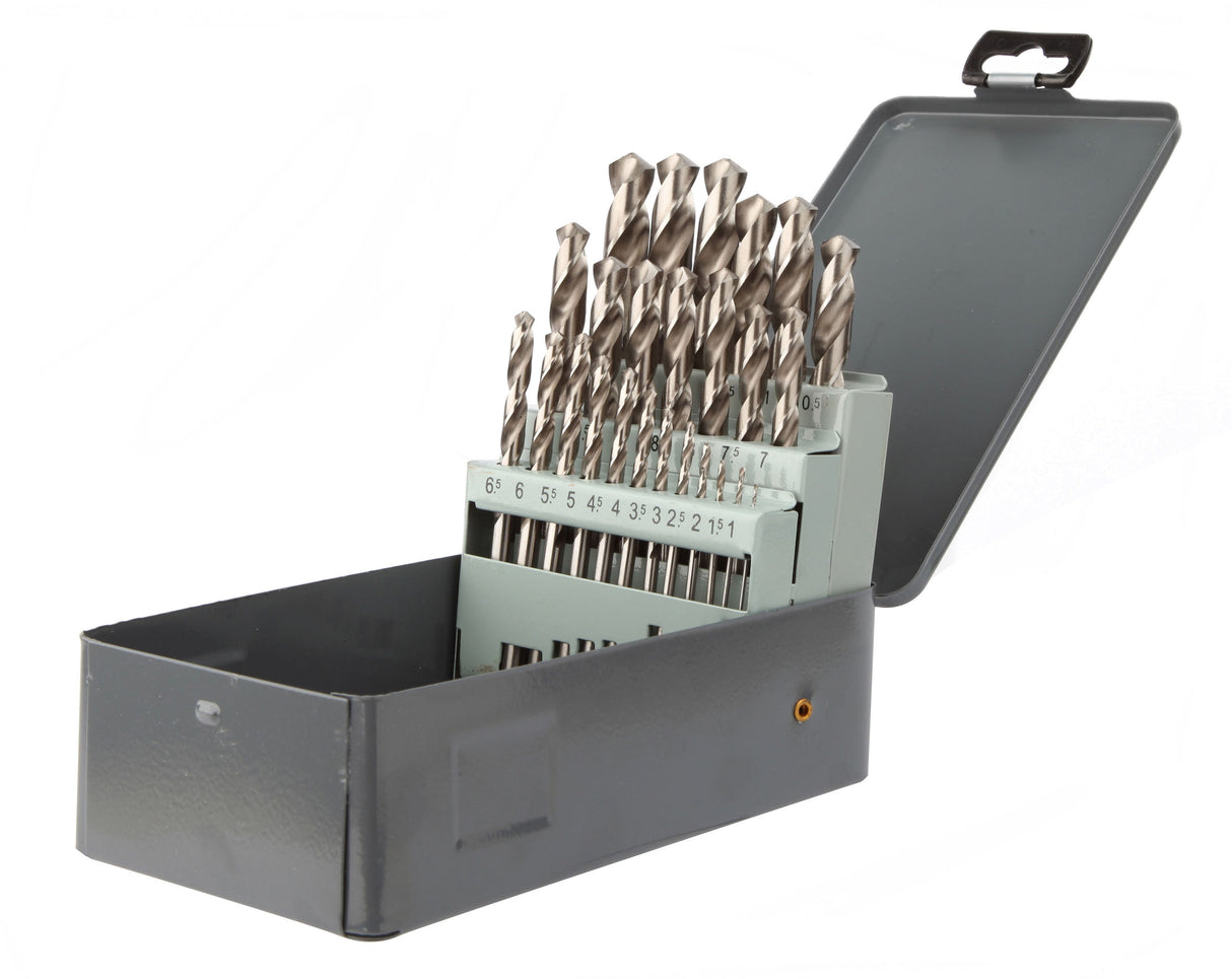 Coffret métallique 25 forets - DIAGER  - HSS meulé PRO din 338 angle 118° Diam.1 à 13 mm par 0,5 mm