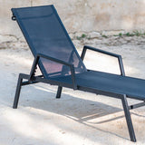 Lot de 2 Bain de soleil Alban - transat- acier & textile - noir