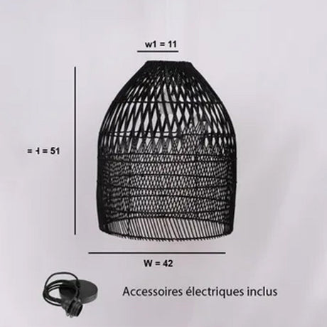 Abat-jour pour suspension Marco en rotin - ⌀ 42 cm - noir