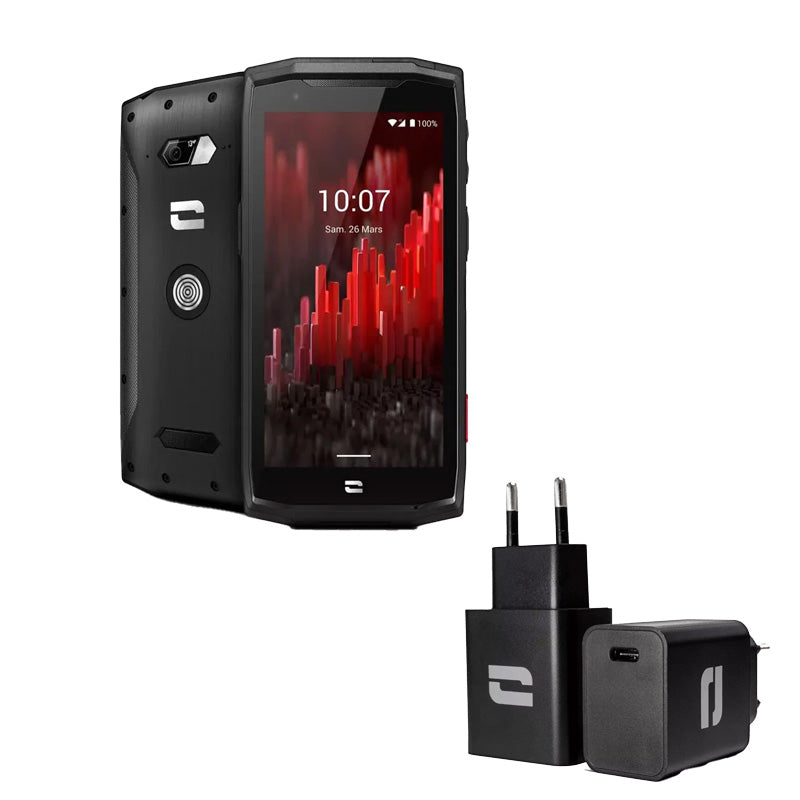 Pack Smartphone CORE M5 CROSSCALL + vitre de protection  + tête de chargeur - P-Core-M5