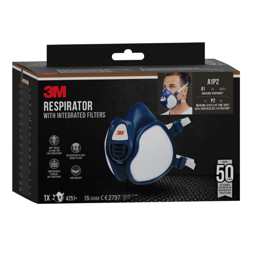 Demi masque 4251+ - Anti-Gaz et Vapeurs Organiques A1 - Anti-Poussières P2  A1-P2