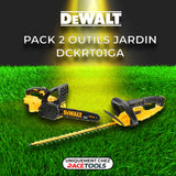 Pack 2 outils DEWALT DCKRT01GA Tronçonneuse + Taille-haie 18V + 2 batteries + chargeur