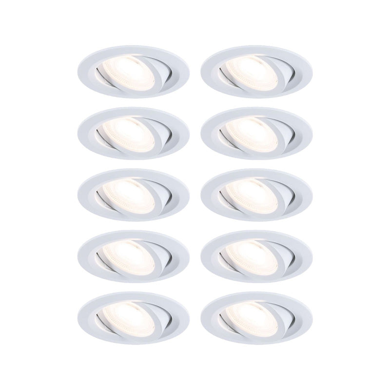 x10 Encastré LED orientable 25° - Paulmann - 93164 - D.82mm - 4,6W - 460lm - 3000K - 3StepDim  - Blanc - Lot de 10