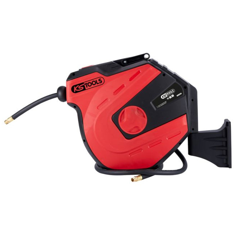 Enrouleur air et eau 3/8'' avec tuyau Ø10mm, raccord 1/4'' - 15m  - KS TOOLS - 515.3440