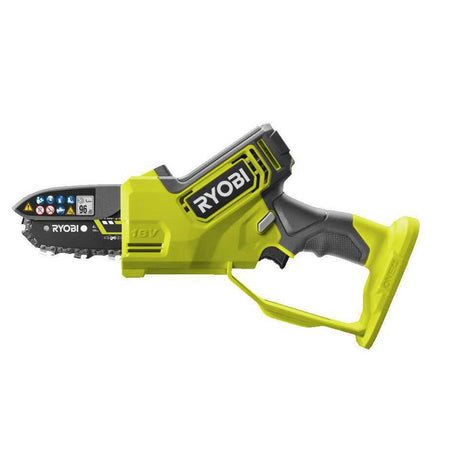 Élagueur à main 18V - RYOBI RY18PSX10A-0 - Brushless / moteur sans charbons - guide 10 cm - 6 m/s - tendeur sans outil (Machine nue)