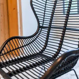Fauteuil papillon Victoria - 98 x 80 x 81 cm - métal & rotin - noir
