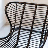 Fauteuil papillon Victoria - 98 x 80 x 81 cm - métal & rotin - noir