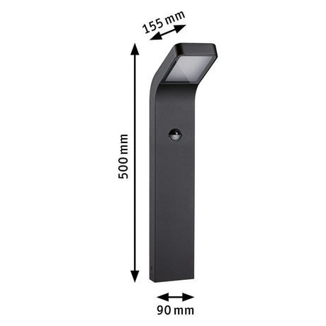 Borne lumineuse Kulma avec détecteur de mouvement Extérieur - Paulmann - 94747 - 230V -  7,5W - 1000lm - 3000K - IP44 - Bord de mer