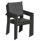 Pack de 5 chaises Jean - 56,5 x 60 x 90 cm - aluminium & textile - anthracite