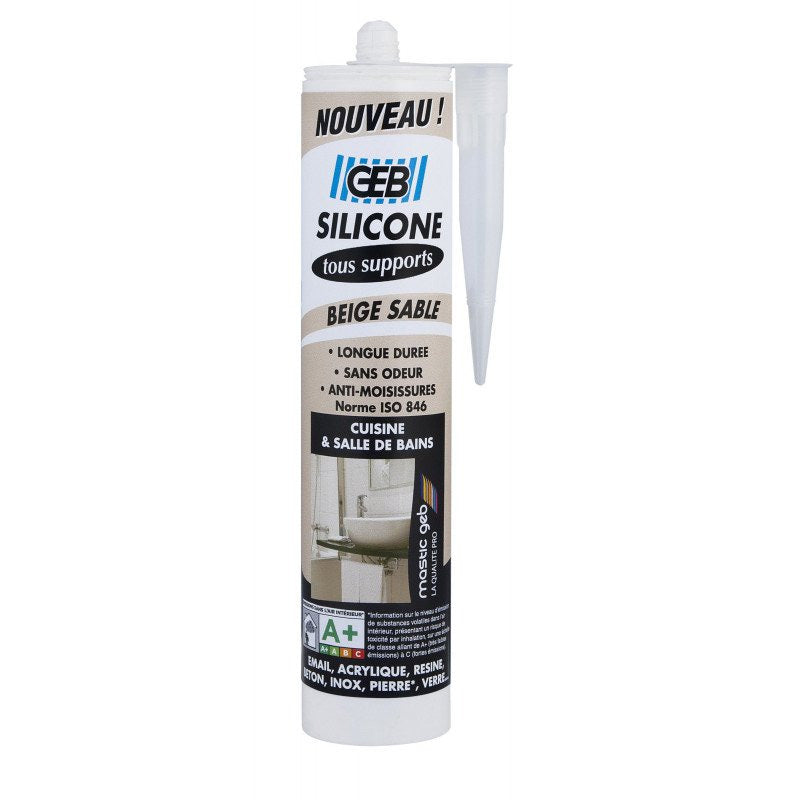 Silicone tous supports - GEB - 890711 - Beige - Cartouche 280 ml