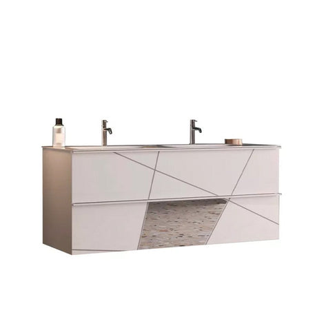 Meuble salle de bain suspendu ARREDOBAGNO CAMPANELLI Miroir - 2 tiroirs + double vasque 120cm