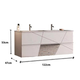 Meuble salle de bain suspendu ARREDOBAGNO CAMPANELLI Miroir - 2 tiroirs + double vasque 120cm