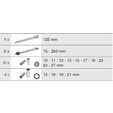 Module de douilles longues et accessoires 1/2'',  17 pièces  - KS TOOLS - 713.1026