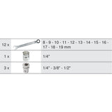 Module de clés mixtes à cliquet réversible GEARplus® avec adaptateurs, 16 pièces  - KS TOOLS - 713.2027