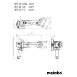 Meuleuse d’angle 18V W 18 L 9-125 Quick METABO 602249840 Serrage rapide - Avec metaBOX 165L (Produit seul)