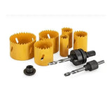 Mallette scie cloche - DIAGER  - jaune 9pc bimétal 22-29-35-44-51-68 mm + 2 pilotes hex + foret centreur