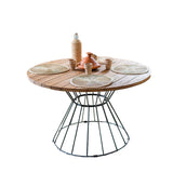 CEZARE Table Paul - 4 à 6 places - 79 x 120 x 120 cm - metal & teck - bois & noir