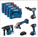 Pack 4 outils 18V BOSCH : GSR 18V-110C + GDX 18V-210C + GWS 18V-10 + GBH 18V-24C + 1 batterie 4,0 Ah (ProCORE) + 2 batteries 5,5 Ah (ProCORE) + GAL 1880CV (L)