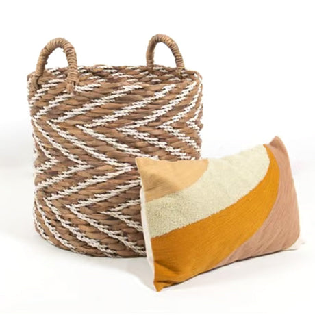Panier souple Elise - 40 x 40 x 40 cm - taille XL - jute - motifs chevrons