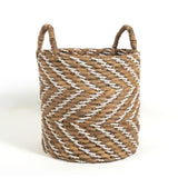 Panier souple Elise - 35 x 35 x 35 cm - taille L - jute - motifs chevrons