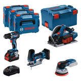 Pack 4 outils 18V BOSCH  : GSR 18V-90C + GKT 18V-52GC + GST 18V-155 SC+ GEX 18V-125 + 1 batterie 4,0 Ah (ProCORE) + 2 batteries 5,5 Ah (ProCORE) + GAL 1880CV (L)