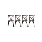 Set de 4 chaises cuisine En Métal Noir Et Bois Massif Foncé Loryne