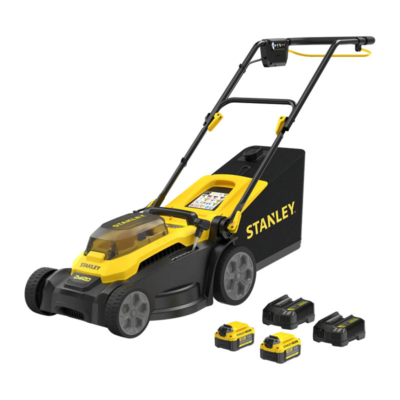 Tondeuse poussée 37 cm  BRUSHLESS 18V - 2 x 4 Ah V20 -  STANLEY POWERTOOLS - SCMWP3701M2-QW