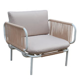 Pack de 2 accoudoirs Bali - 64.5 x 40.5 x 18.5 cm - aluminium & polyester - beige & blanc
