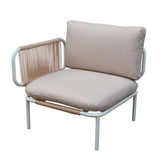 Pack de 2 accoudoirs Bali - 64.5 x 40.5 x 18.5 cm - aluminium & polyester - beige & blanc