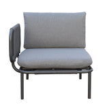 Pack de 2 accoudoirs Bali - 64.5 x 40.5 x 18.5 cm - aluminium & polyester - gris foncé & gris