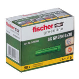 Boite de 90 chevilles à expansion FISCHER SX - vert