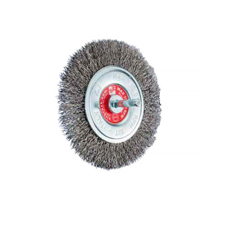 Brosse circulaire sur tige 6x25mm SIT 0979 - Pour perceuse - En acier inoxydable 0,30mm - Ø100mm - E 9mm