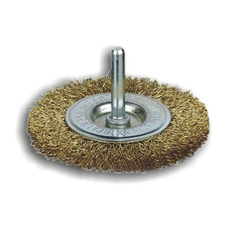 Brosse circulaire sur tige 6x25mm SIT 0979 - Pour perceuse - En acier laitonné 0,30mm - Ø75mm - E 7mm