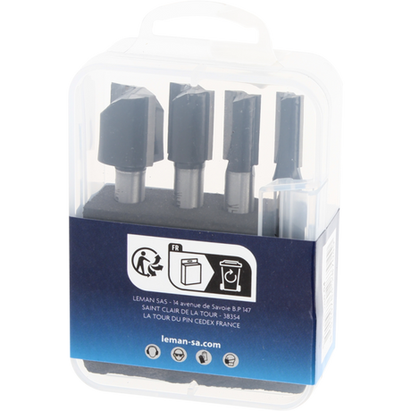 LEMAN lot de 4 mèches bois universelles droites carbure queue 8mm pour défonceuse