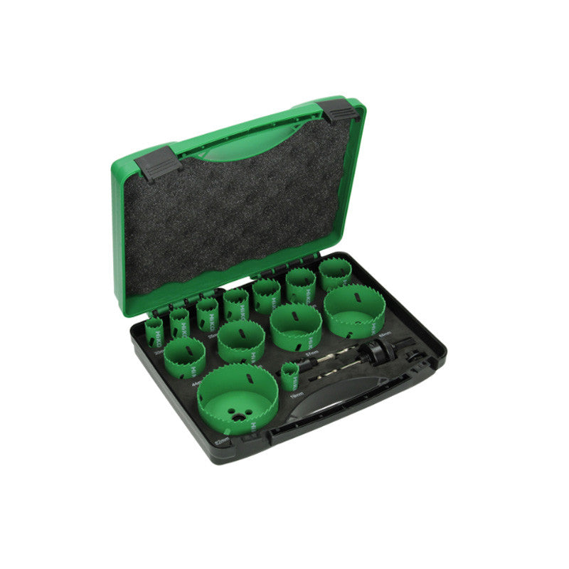Coffret combi 13 scies cloche Ø19 à 82mm - Hikoki - 752177 - 2 arbres et adaptateurs