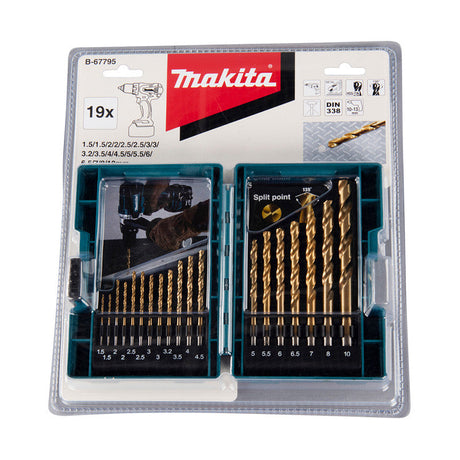 Coffret de 19 Forets à métaux MAKITA B-67795 - HSS-Tin