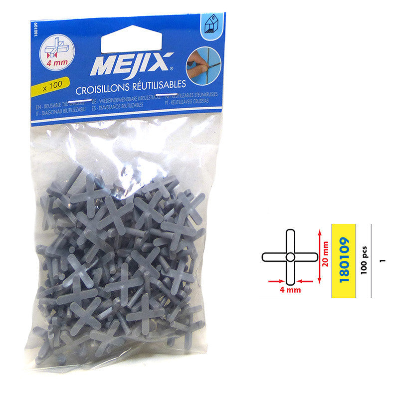 Croisillons ECO 1.5/2/3/4/5mm MEJIX - réutilisables - 100 pièces