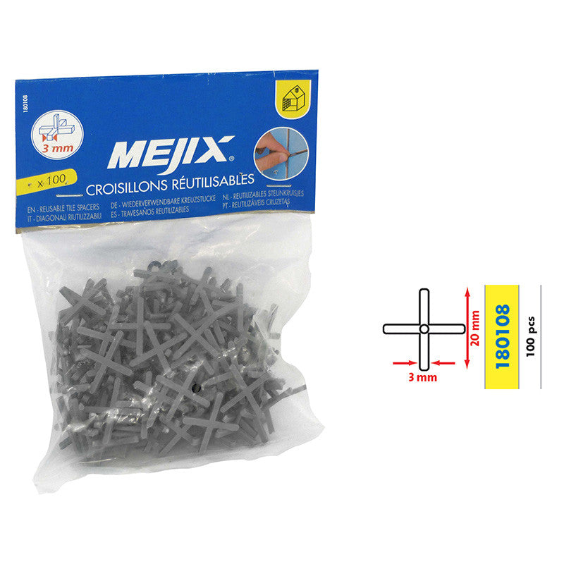 Croisillons ECO 1.5/2/3/4/5mm MEJIX - réutilisables - 100 pièces