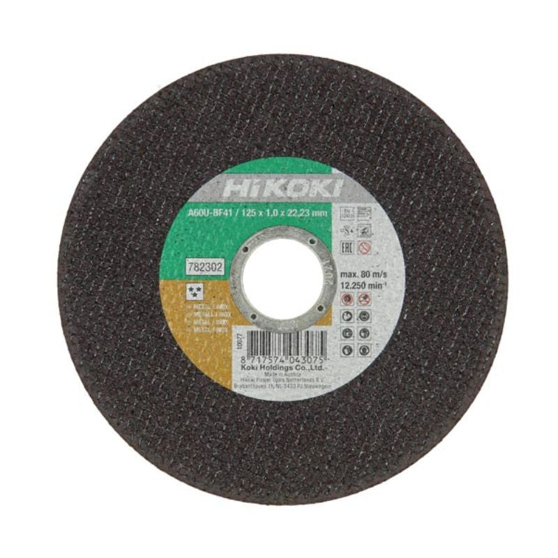 Lot de 10 disques à tronçonner inox Ø125 HIKOKI 782302 - ép.1 m.plat