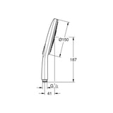 Douchette à main VITALIO SMARTACTIVE GROHE 26597000 Ø15 cm - 3 jets - chrome