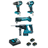 Ensemble de 4 Machines 18V Li-Ion MAKITA DLX4109TJ 5 Ah (DDF484 + DTD154 + DHR243 + DTM51)