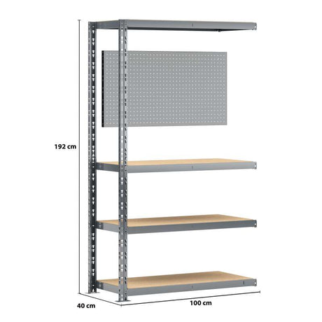 *OLD* Extension établi-étagère charge lourde MODULÖ STORAGE avec 4 plateaux de 100 cm de long et 1 panneau (SYSTÈME EXTENSION)