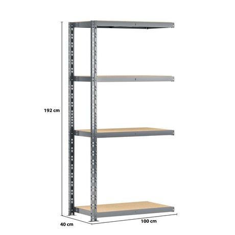 Extension étagère charge lourde MODULÖ STORAGE avec 4 plateaux de 100 cm de long (SYSTÈME EXTENSION)